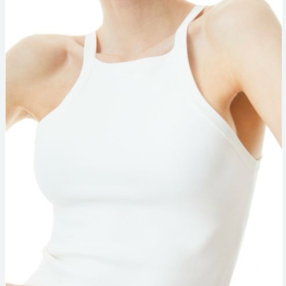Alice + Olivia Cabot White Ribbed High-Neck Tank - Small NWT